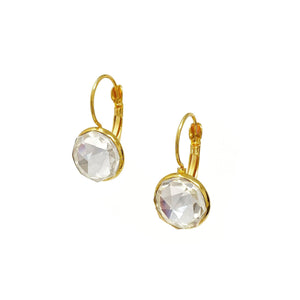 BENTON gold and crystal drop earrings-GREEN BIJOU