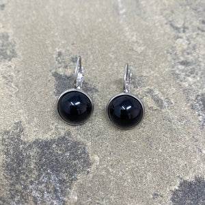 BENTON silver and black drop earrings - 