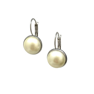 BENTON silver and cream pearl drop earrings - 