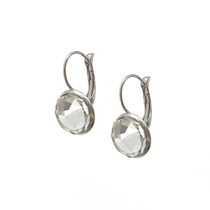 BENTON silver and crystal drop earrings-GREEN BIJOU