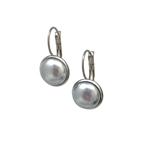 BENTON silver and grey pearl drop earrings - 