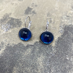 BENTON silver and sapphire blue drop earrings - 
