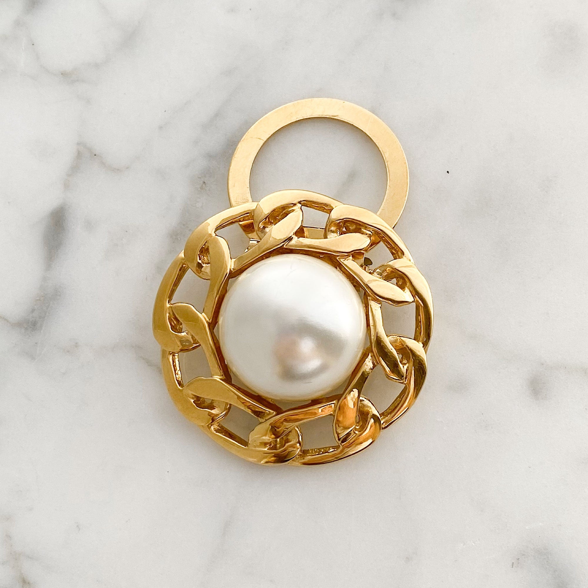 BUTLER vintage round gold chain pearl scarf clip - 