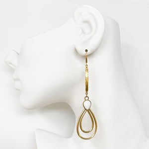 CAMDEN gold and white long teardrop earrings - 