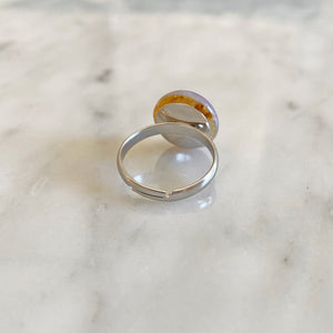 CHARLES silver opal pink ring - 
