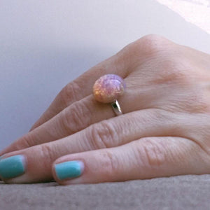 CHARLES silver opal pink ring - 