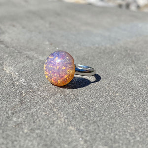 CHARLES silver opal pink ring - 