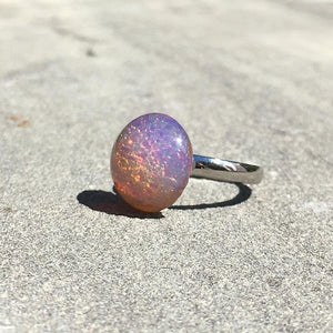 CHARLES silver opal pink ring - 