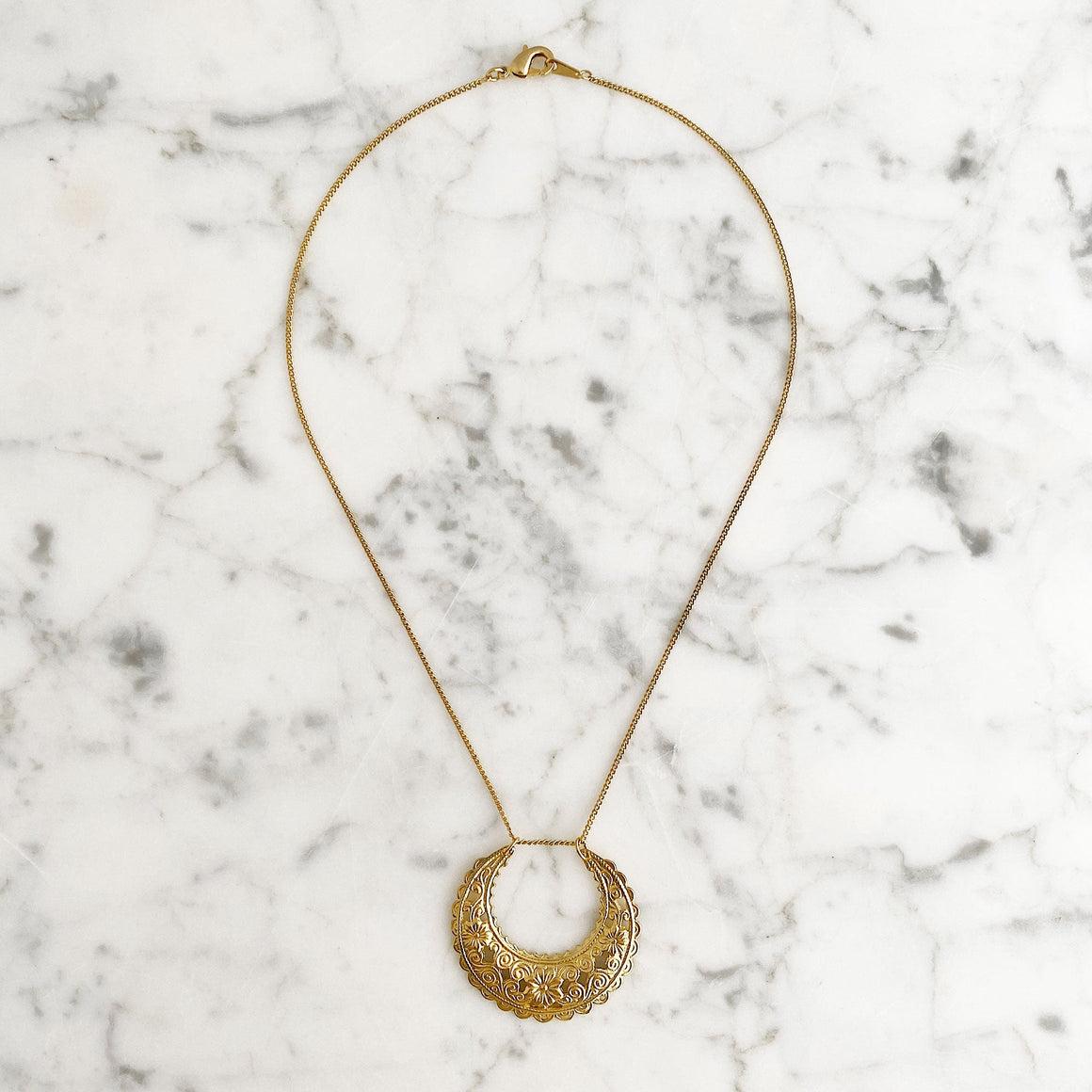 DANBY gold half moon pendant-GREEN BIJOU