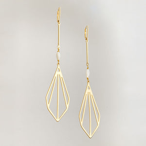 DANSON long 18kt gold plated earrings-GREEN BIJOU