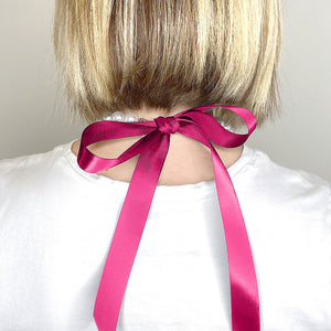 DOTTY bright pink ribbon pearl necklace - 