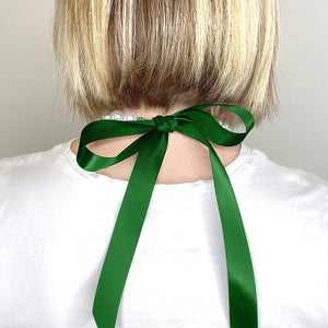 DOTTY emerald green ribbon pearl necklace - 