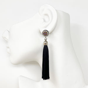 ESSIE black tassel stud earrings - 