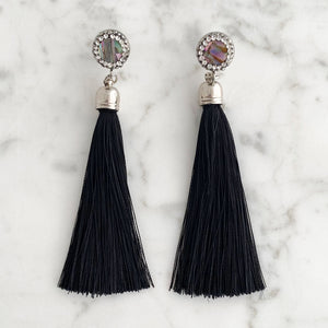 ESSIE black tassel stud earrings - 