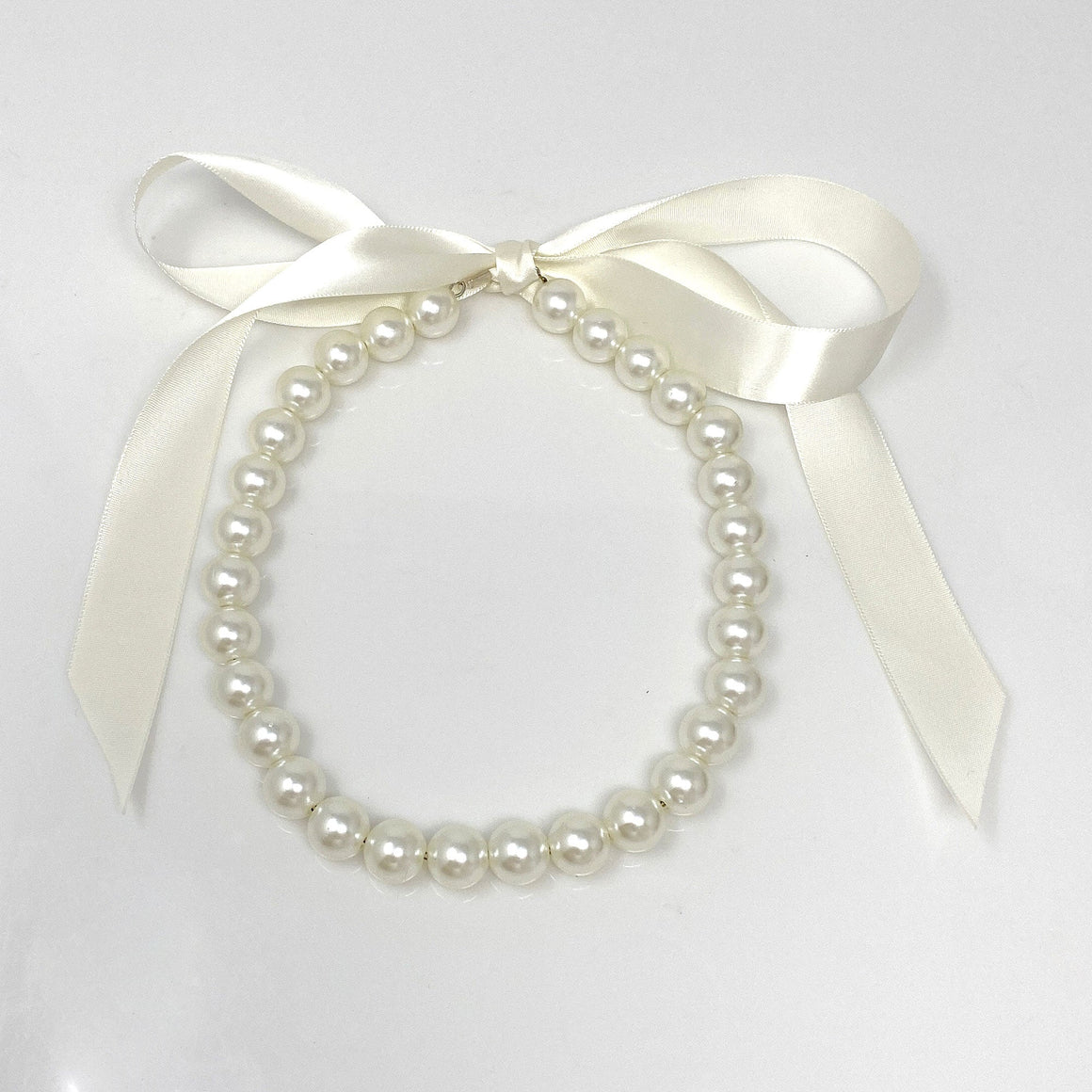 FATIMA ivory pearl ribbon tie necklace (more colours available)-GREEN BIJOU