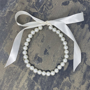 FATIMA ivory pearl ribbon tie necklace (more colours available) - 