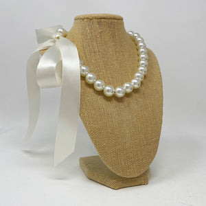 FATIMA ivory pearl ribbon tie necklace (more colours available) - 