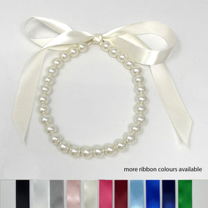 FATIMA ivory pearl ribbon tie necklace (more colours available)-GREEN BIJOU