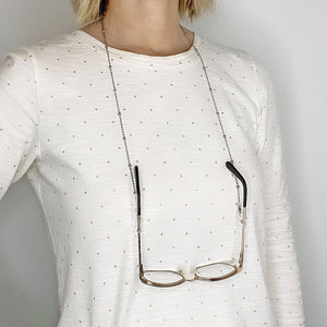FRANCIE silver necklace, mask, eyeglass chain - 