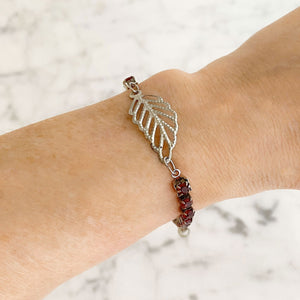 GABRIELLA red rhinestone leaf bracelet - 