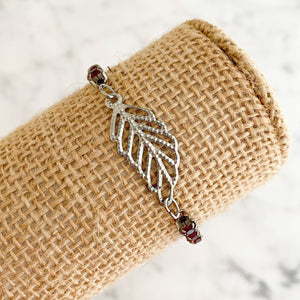 GABRIELLA red rhinestone leaf bracelet - 