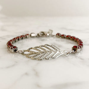 GABRIELLA red rhinestone leaf bracelet - 