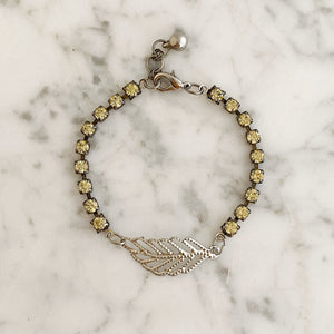 GABRIELLA yellow rhinestone leaf bracelet - 