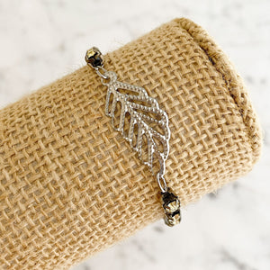 GABRIELLA yellow rhinestone leaf bracelet - 