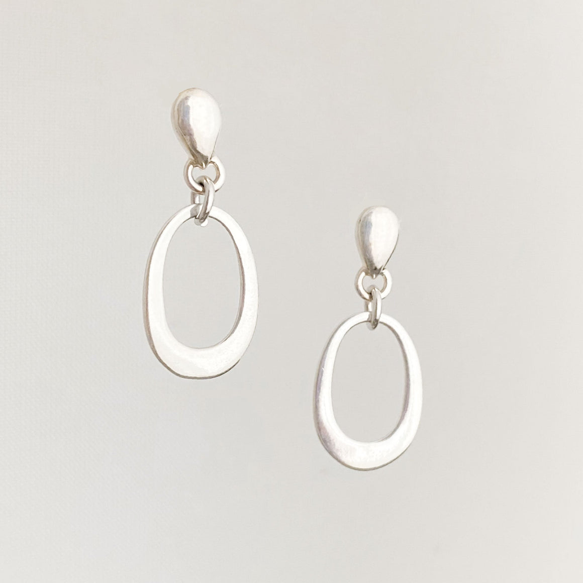 GIDGET sterling hoop drop studs-GREEN BIJOU