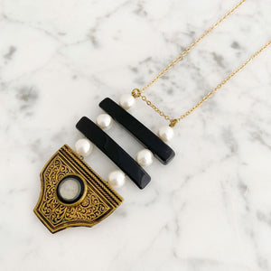 HAYES vintage brass buckle necklace - 