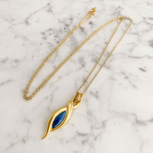 HEATON gold and teal pendant necklace - 