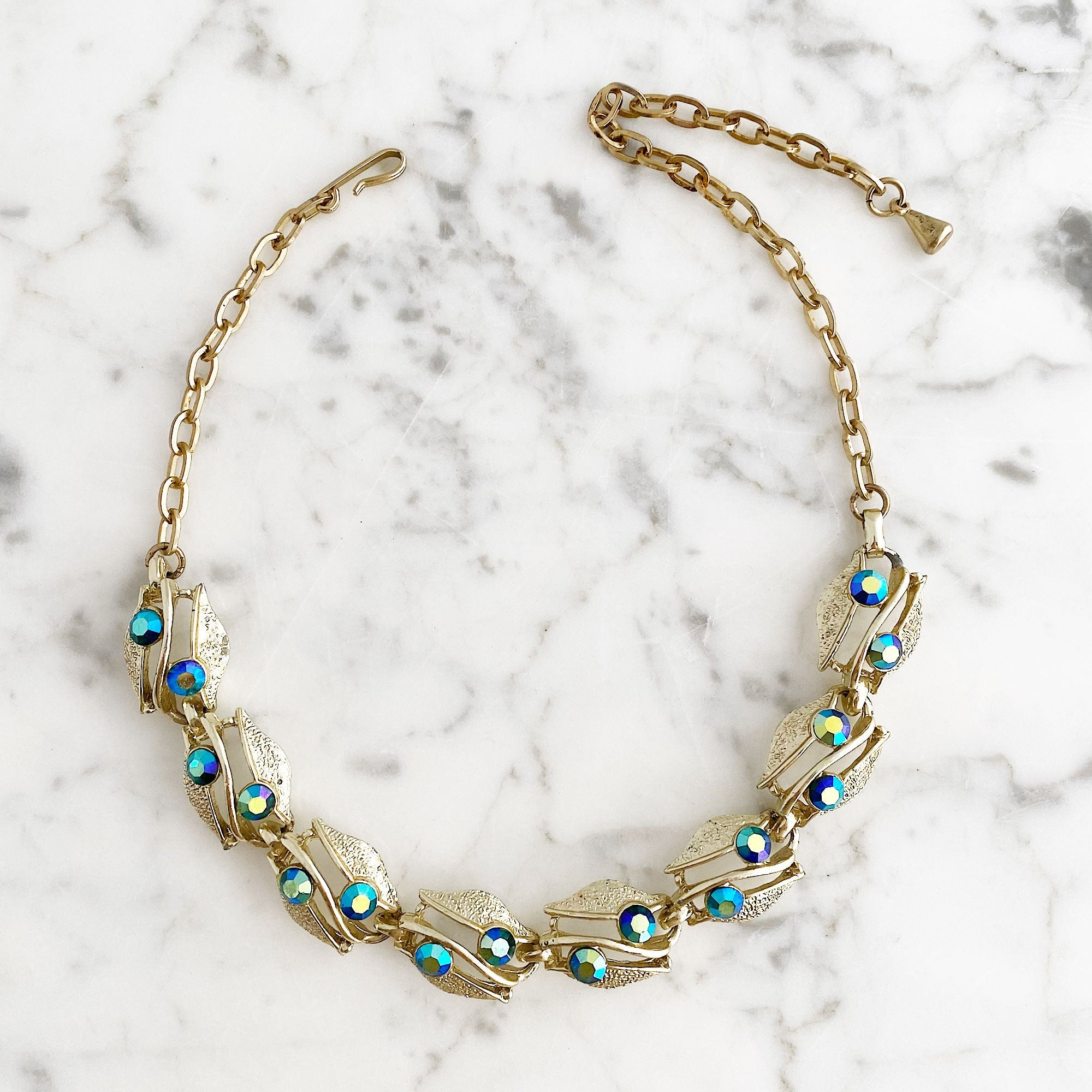 JACE vintage gold leaf choker necklace-GREEN BIJOU