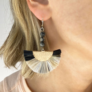 JADON raffia fan earrings - 