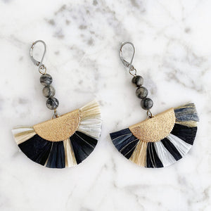 JADON raffia fan earrings - 