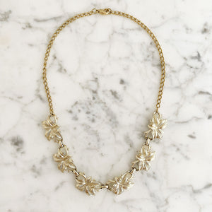 JENNA vintage gold leaf necklace-GREEN BIJOU