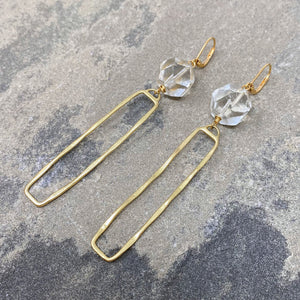 JINAN minimalist long gold earrings - 