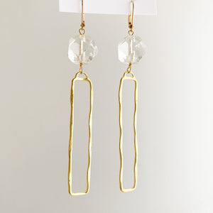 JINAN minimalist long gold earrings-GREEN BIJOU