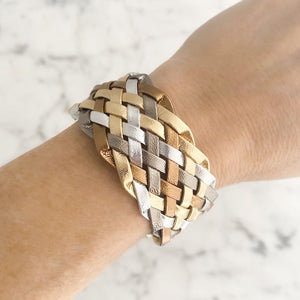 JOEL mixed metal braided cuff bracelet - 