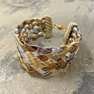 JOEL mixed metal braided cuff bracelet - 