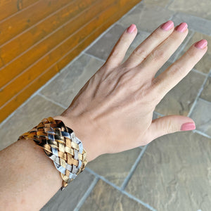 JOEL mixed metal braided cuff bracelet - 