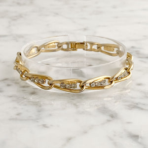 KERRI gold and rhinestone bracelet-GREEN BIJOU