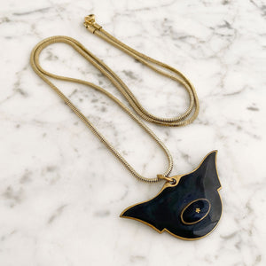 KNOX Art Deco black enamel pendant necklace - 