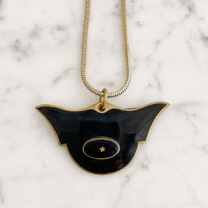 KNOX Art Deco black enamel pendant necklace - 