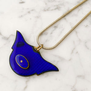 KNOX Art Deco blue enamel pendant necklace - 