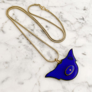 KNOX Art Deco blue enamel pendant necklace - 