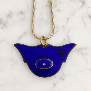 KNOX Art Deco blue enamel pendant necklace - 