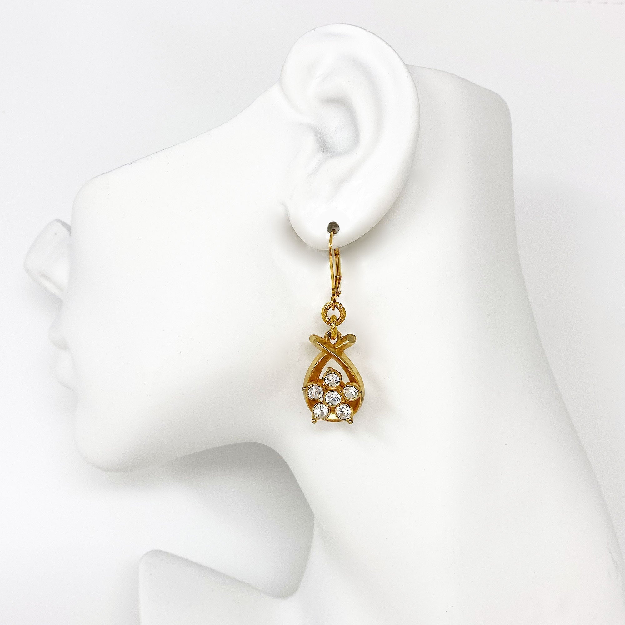 LIANNE vintage gold crystal earrings - 