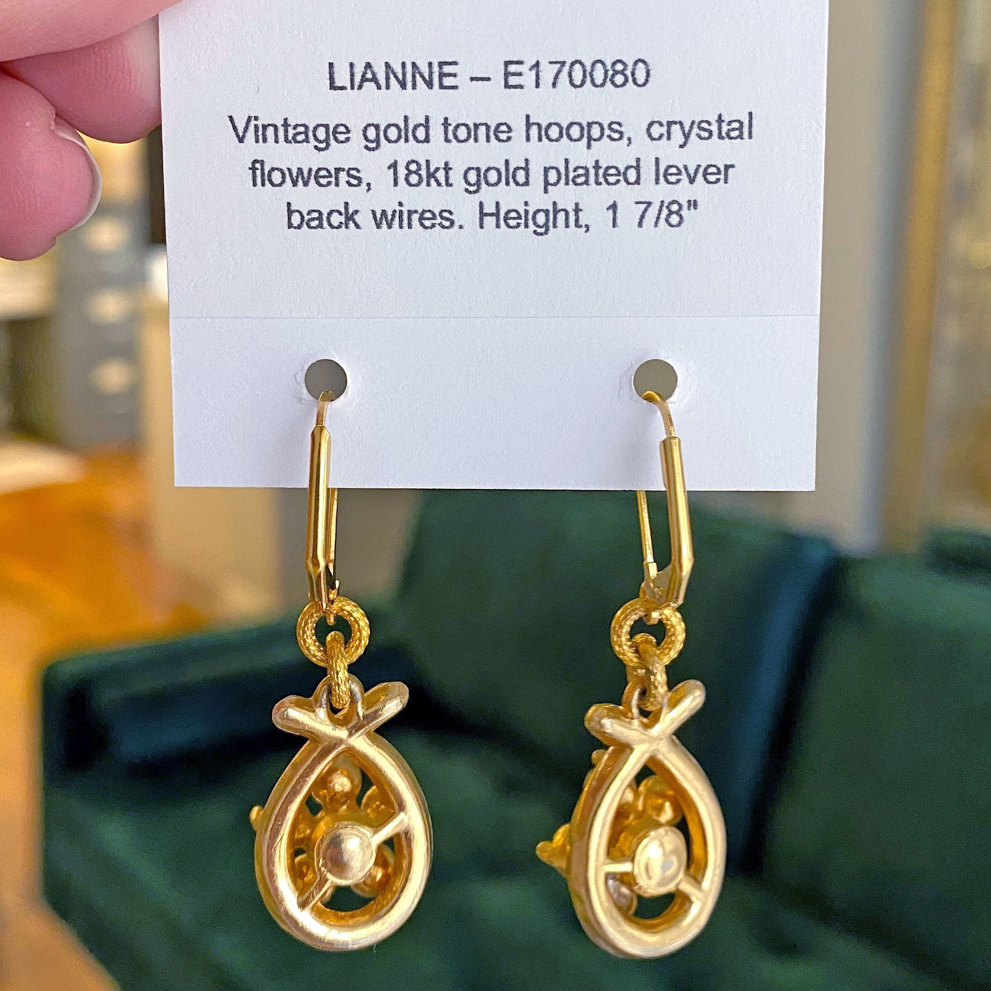 LIANNE vintage gold crystal earrings - 