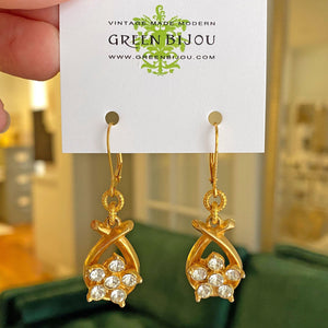 LIANNE vintage gold crystal earrings - 