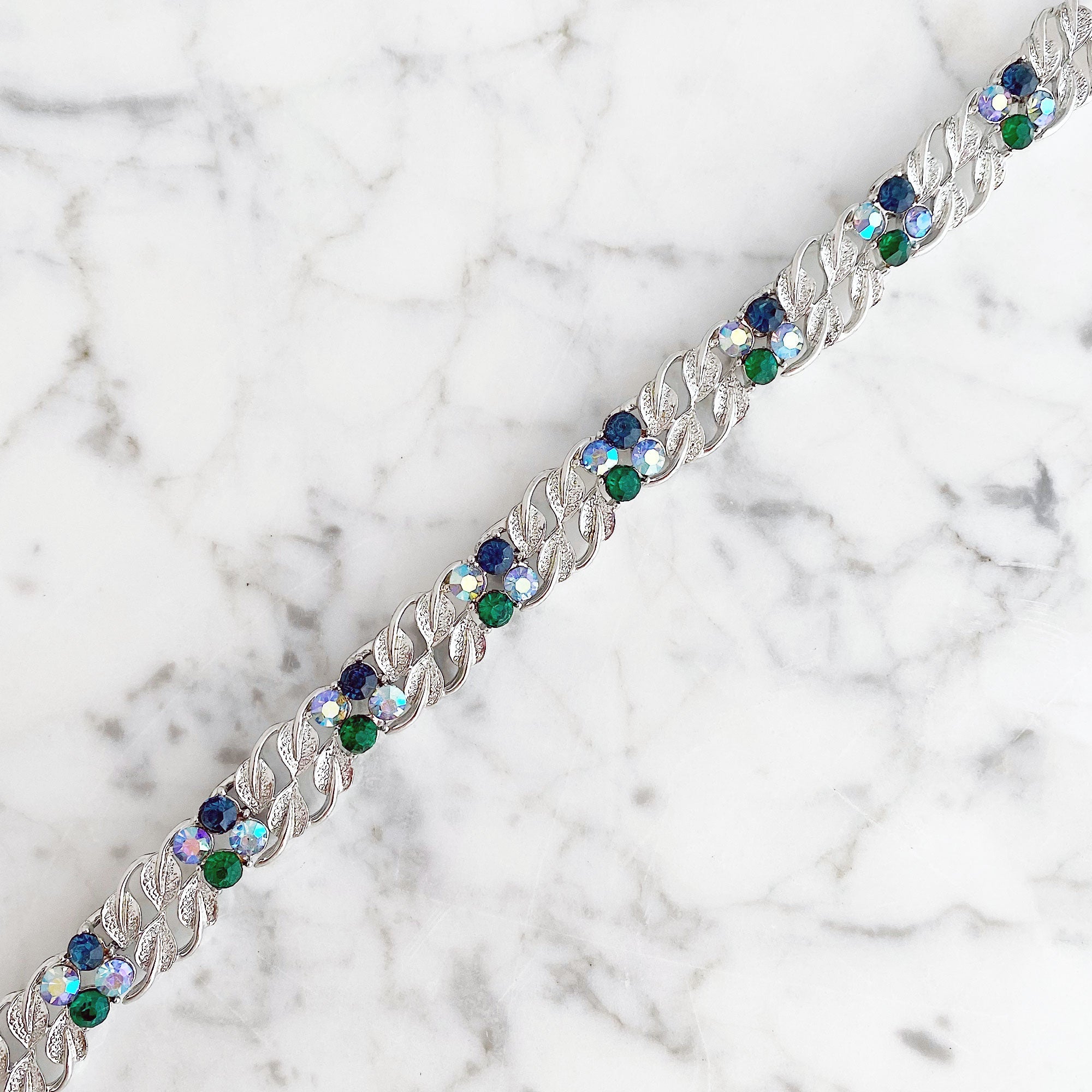 LILAH vintage silver rhinestone necklace - 